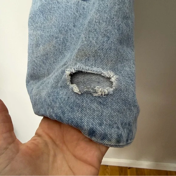 Vintage Denim Jean oversized Distressed Tote Bag Arizona Cactus - Picture 3 of 11